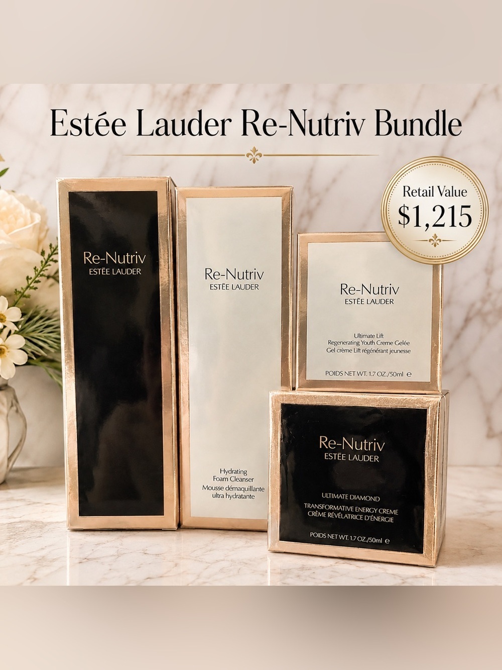 Estée Lauder Re-Nutriv 4-Piece Luxury Skincare Bundle NEW SEALED RETAIL $1250